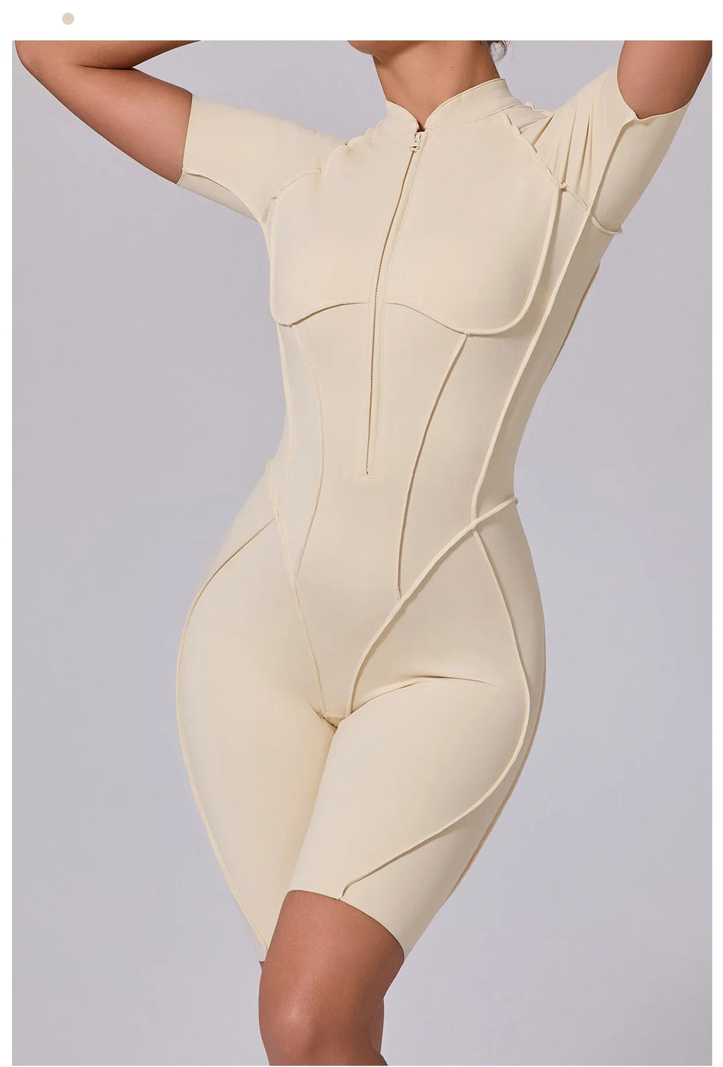Summer Zipper Workout Jumpsuit Sports Overalls Women Running Fitness Short Sleeve Yoga Bodysuit