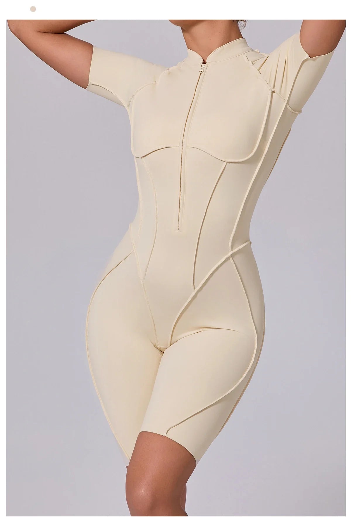 Summer Zipper Workout Jumpsuit Sports Overalls Women Running Fitness Short Sleeve Yoga Bodysuit