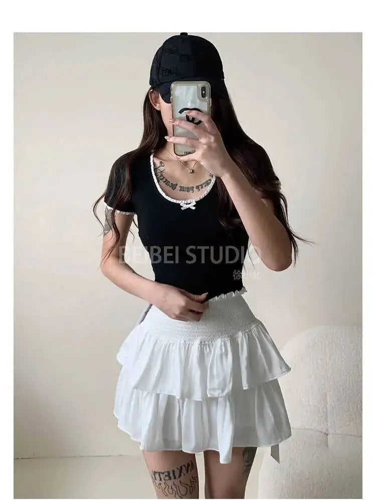 Cake Skirt White Fluffy High Waisted Girlish Style Short Half Skirt Black Ballet Skirt Fashion Sweet Korean Women 2026 New 55OK