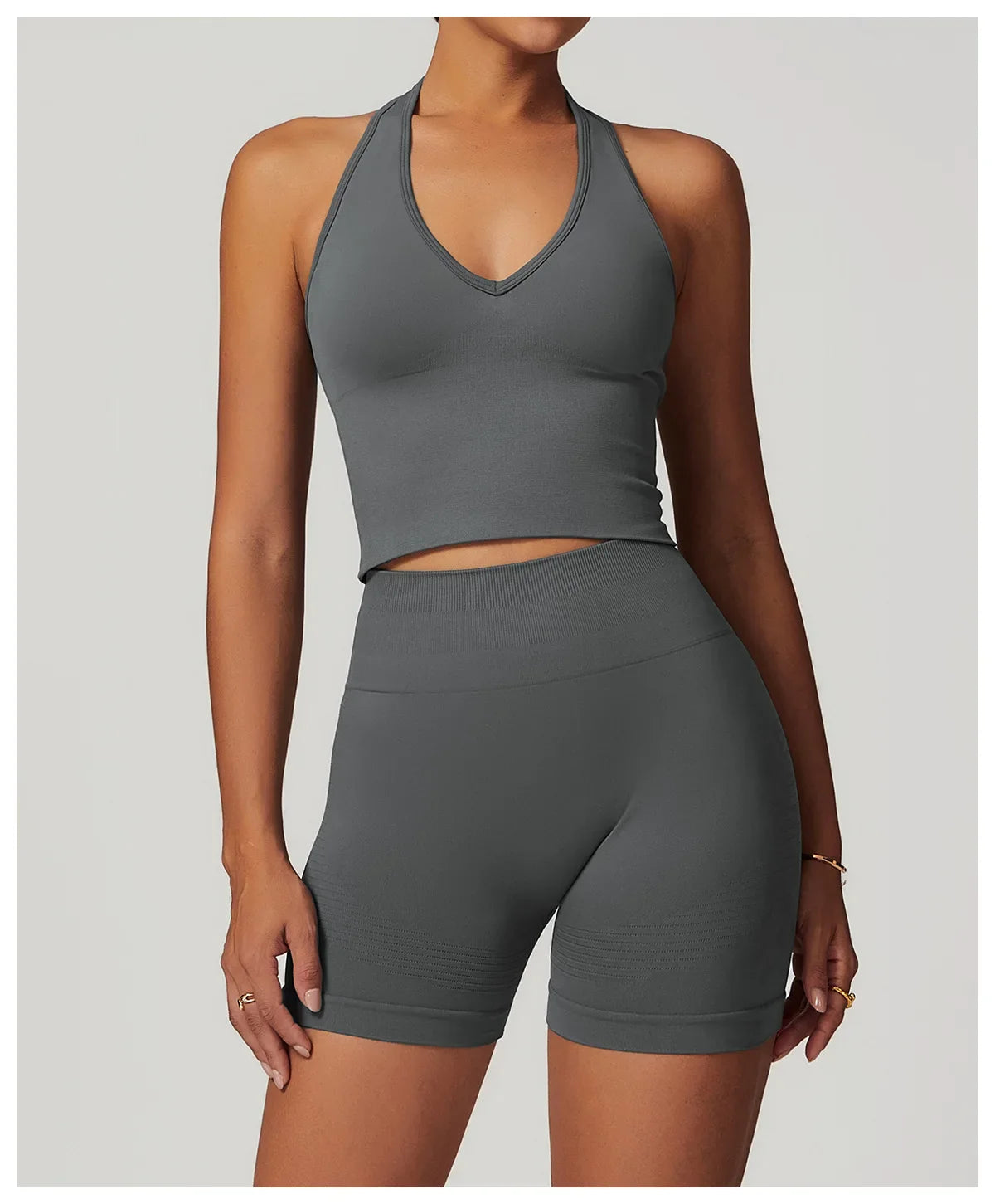 Seamless High Stretch Sports Bra Women Halter Yoga Bra Padded Backless Sports Bras Gym Crop Top Push Up Workout Yoga Tops Woman