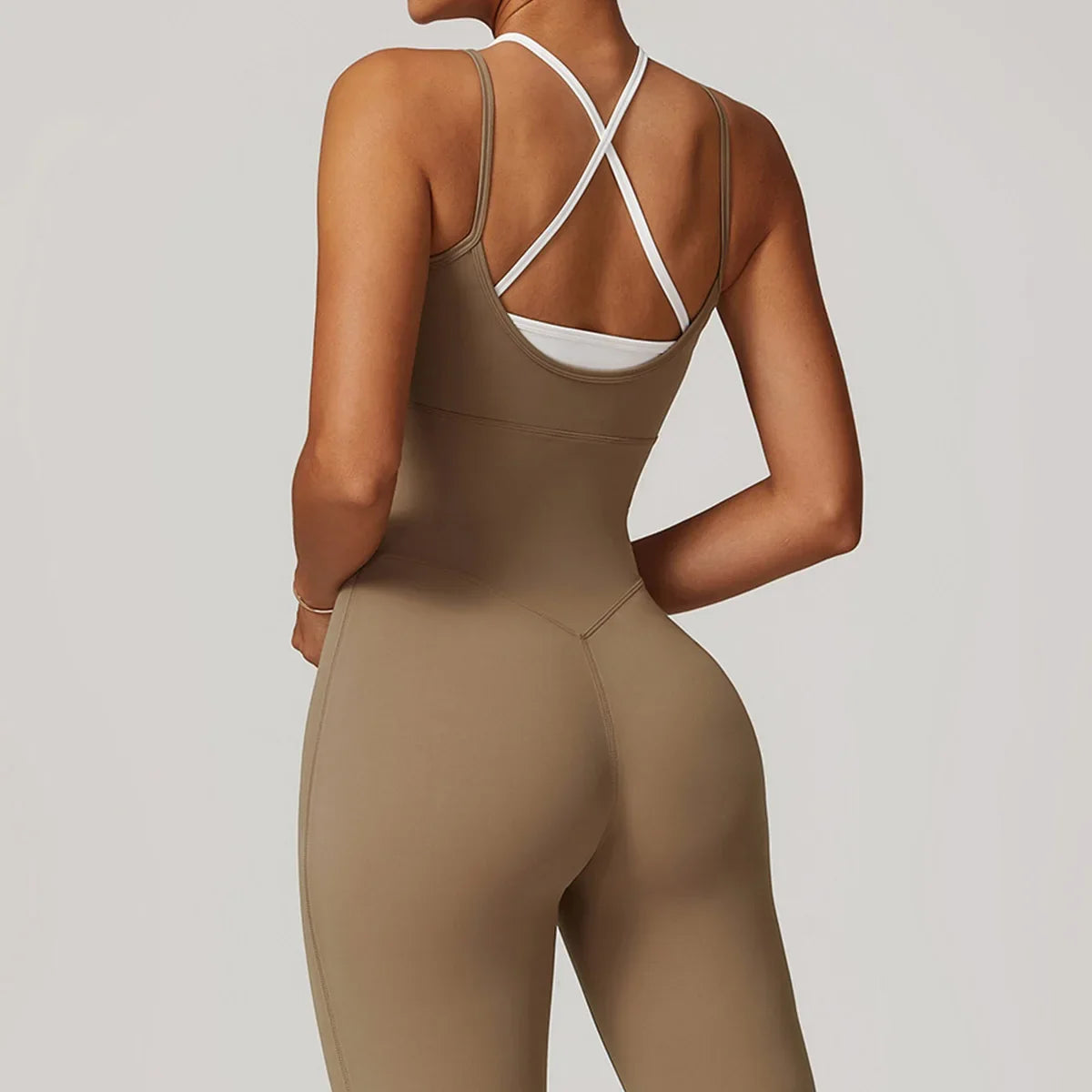 Yoga Jumpsuit Fake two color contrast halter sport jumps Women Push Up Gym Fitness Overalls Sport Outfit Sportswear Clothes 8843