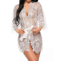 See Through Lace Babydoll Women Sexy Lingerie Erotic Transparent V-Neck Nightwear Robe G-string Robe Sleepwear Dress