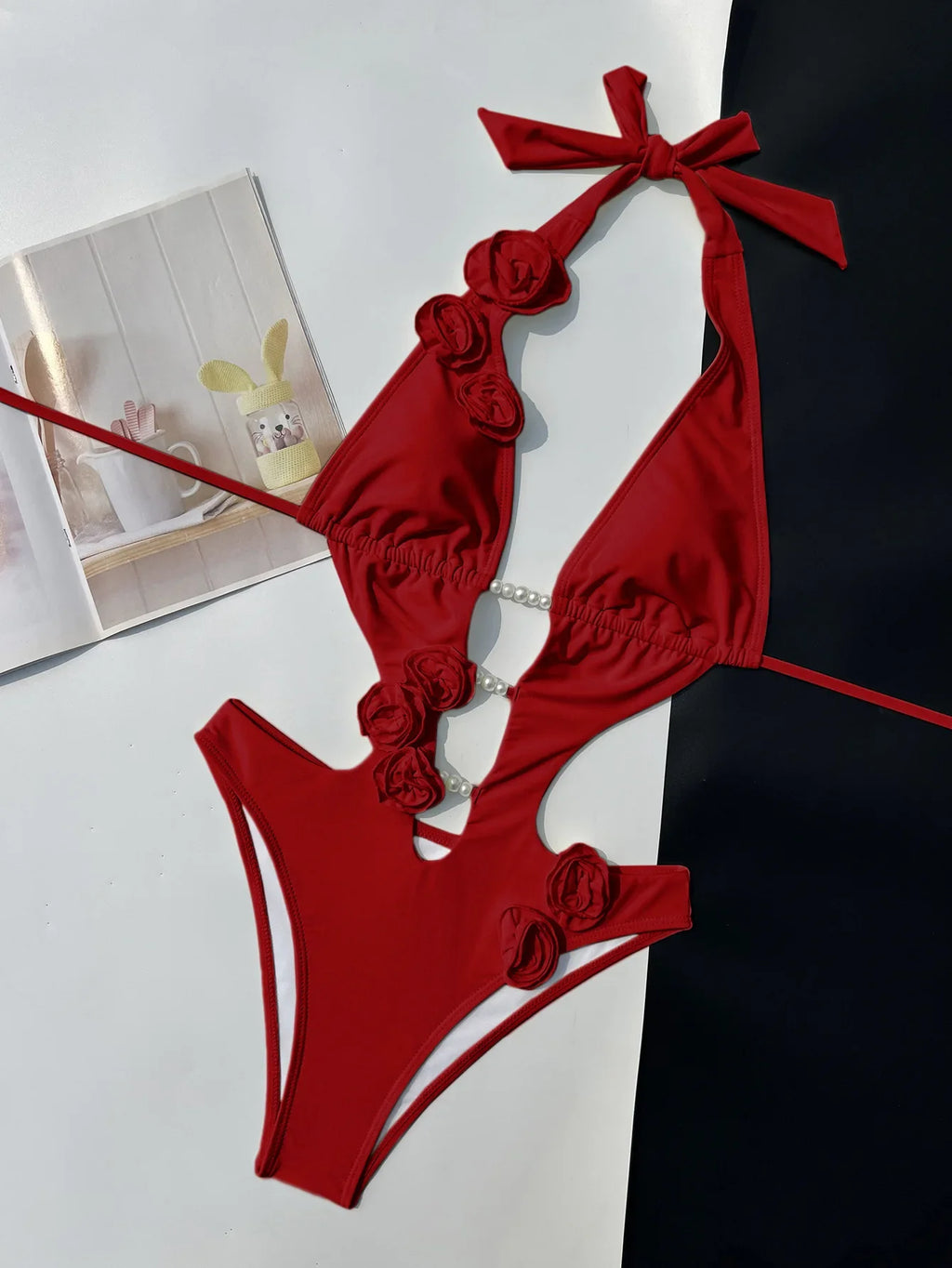 DEKA 2025 New 3D Flowers One Piece Swimsuit Women Solid Sexy Hollow Out Swimwear Tropical Summer Beachwear Bathing Suit Bodysuit