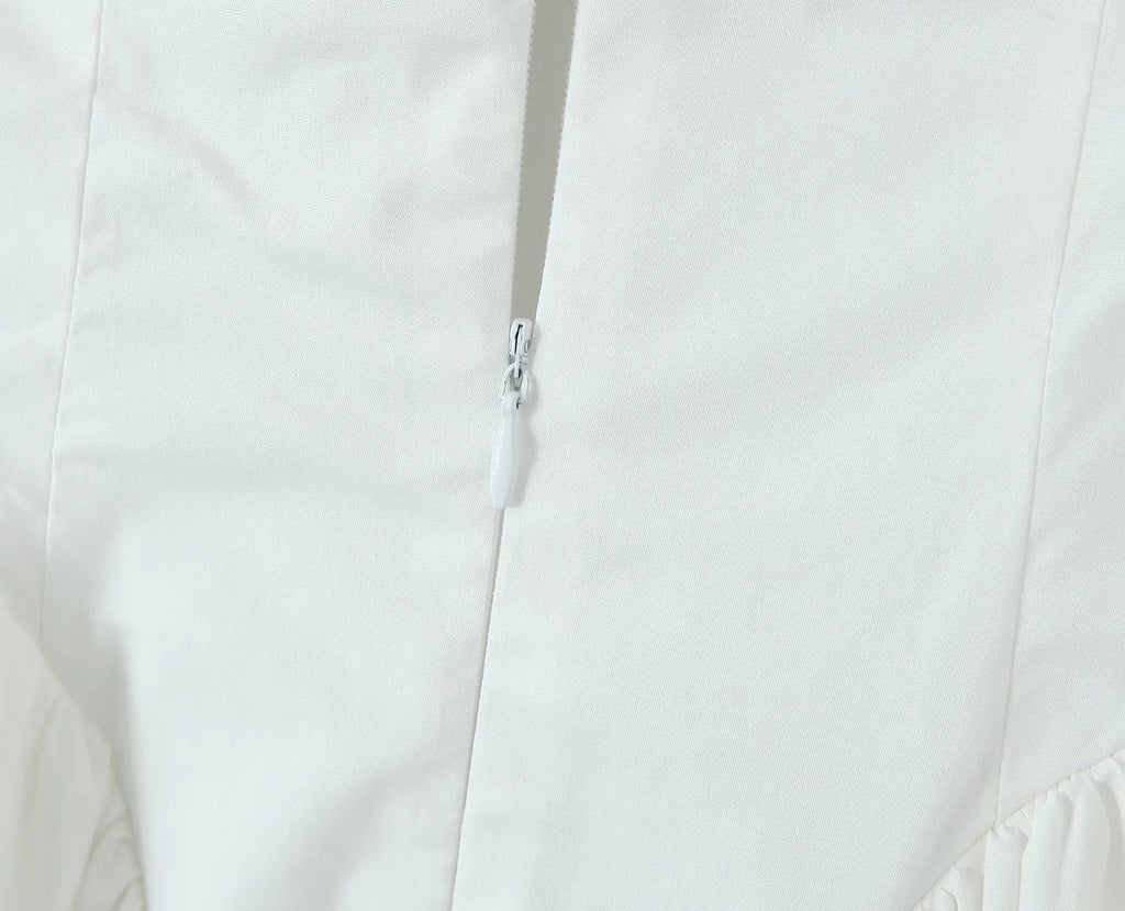 Foridol Summer Spring White Cotton Women's Dress Backless Halter Midi Party Dresses Elegant Vinatge A-line Vestidos 2025 New In
