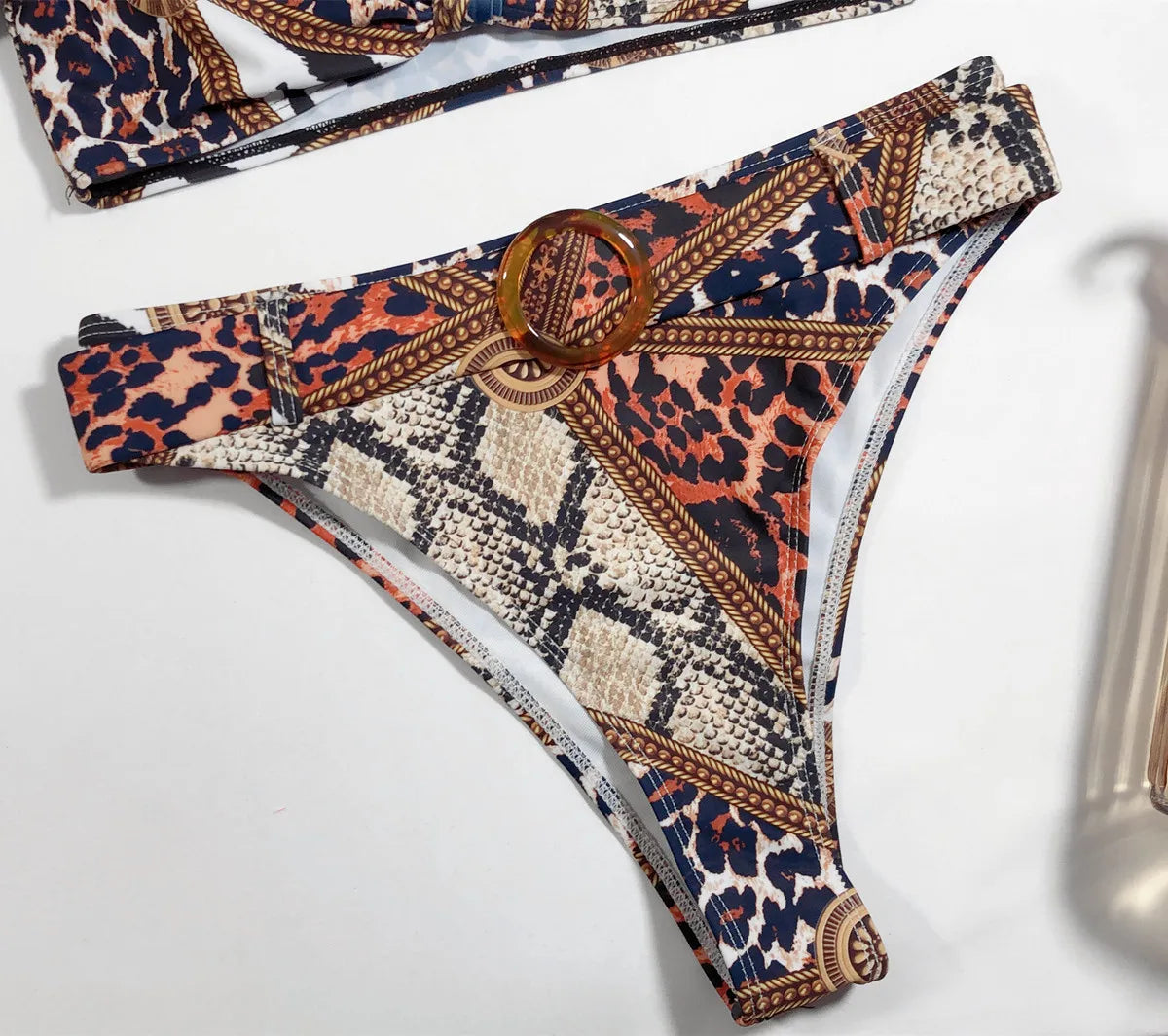 New Sexy Two Piece Swimsuit Swimwear Women Print High Waist Short Sleeve Bathing Suit Beachwear Belt Decor Banadores Mujer 2026