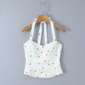 New Elegant Style Sexy Sweet Hot Girl Heart Print Slim Fit Strap Camisole Lace Trimmed Back Zipper Sleeveless Vest Charming GT1L