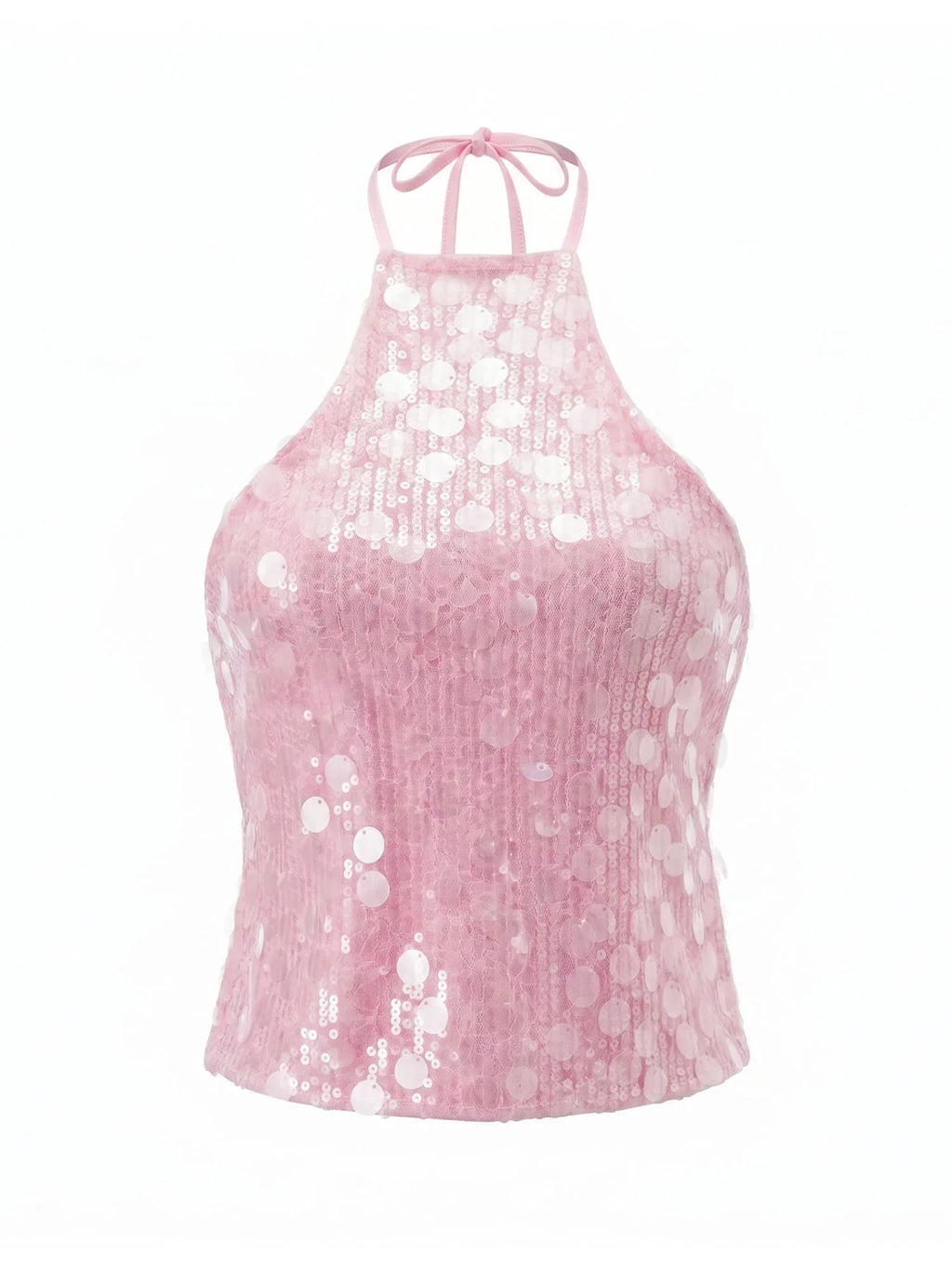 Women’s Backless Sequin Vest Summer Slim Fit Halter Tank Tops Summer Club Party Sexy Sleeveless Shirts Streetwear