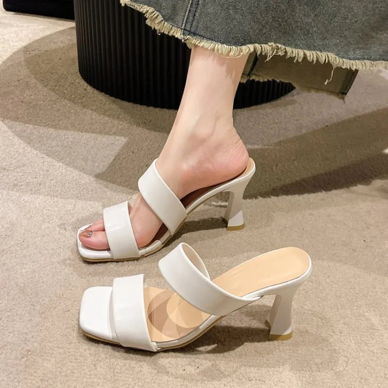 Summer Outdoor Wear Thick Heel  2026   Line Open Toe Fashion High Heel  Sandals