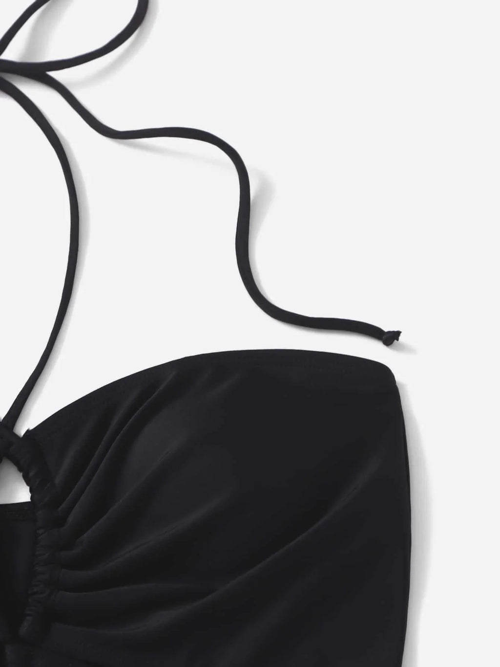 2026 Drawstring Swimsuit Solid Cut Out Knot Halter One Piece Swimwear Women Padded Bathing Suit Female Swimming Summer Beachwear