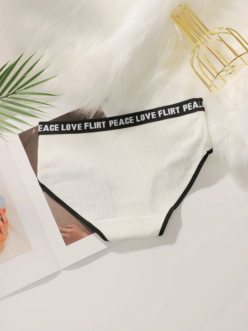 Women's High Waist Panties  Letter Elastic Waistband Soft Ribbed Fabric Comfortable Briefs for Daily Wear women bra K2809