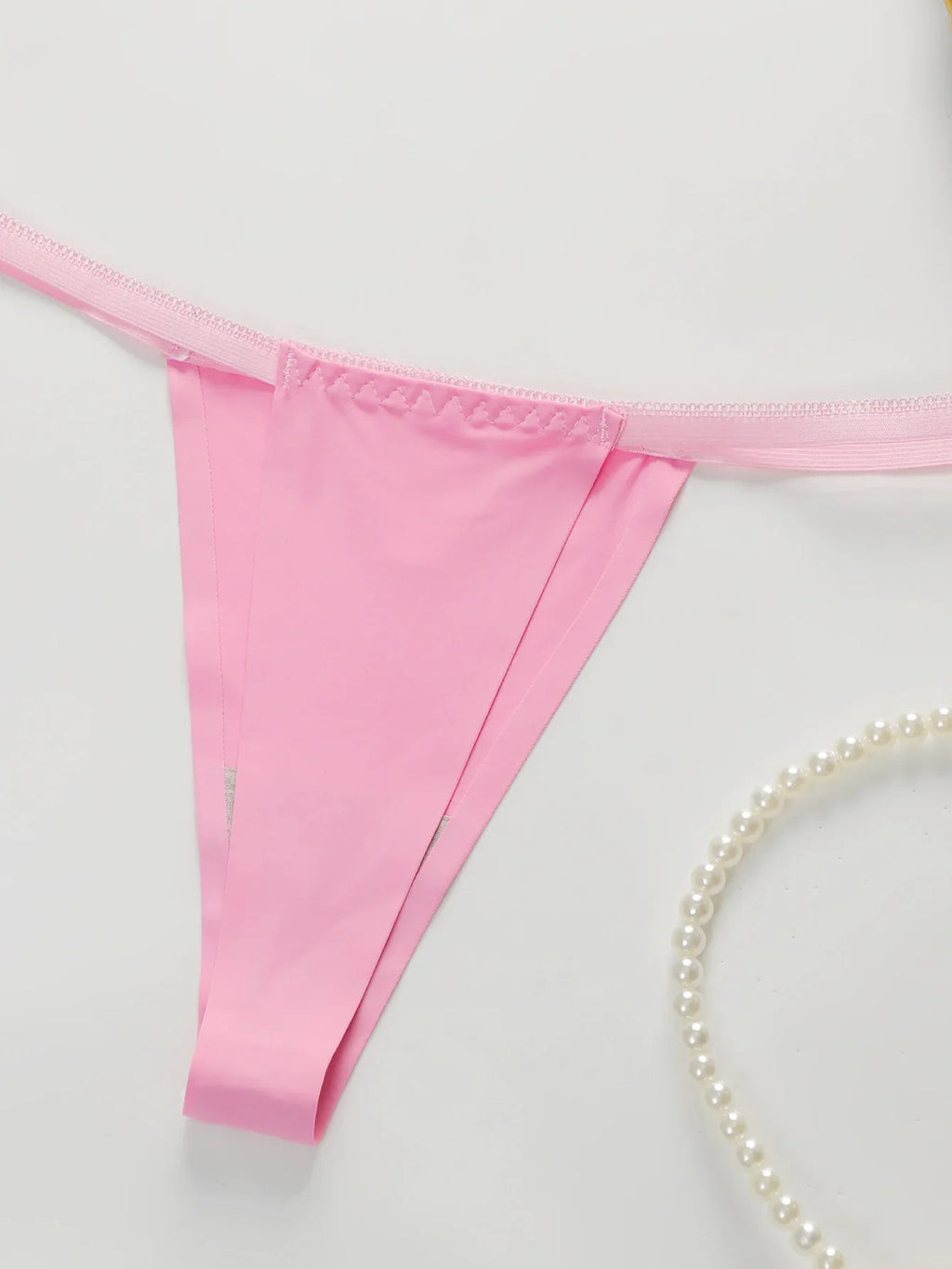 4-piece Set Of Multi-color Women's Sexy Low Waisted Thong Ice Silk Seamless Invisible Underwear Daily Close Fitting Thong C359
