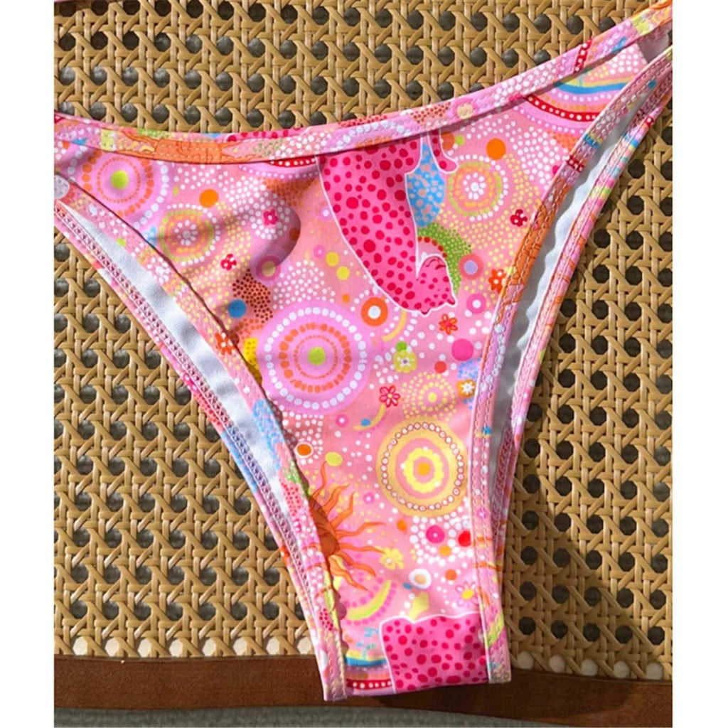 S - XL Printed Brazilian Bikini Women Swimwear Female Swimsuit Two-pieces Bikini set High Leg Cut Bather Bathing Suit Swim V8179