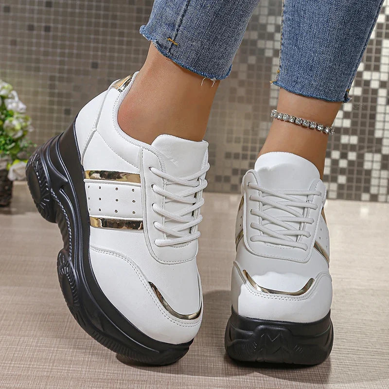 Chunky Platform Sports Sneakers Women Fashion Lace Up Thick Bottom Vulcanized Shoes Woman Plus Size 42 Non Slip Sport Shoes