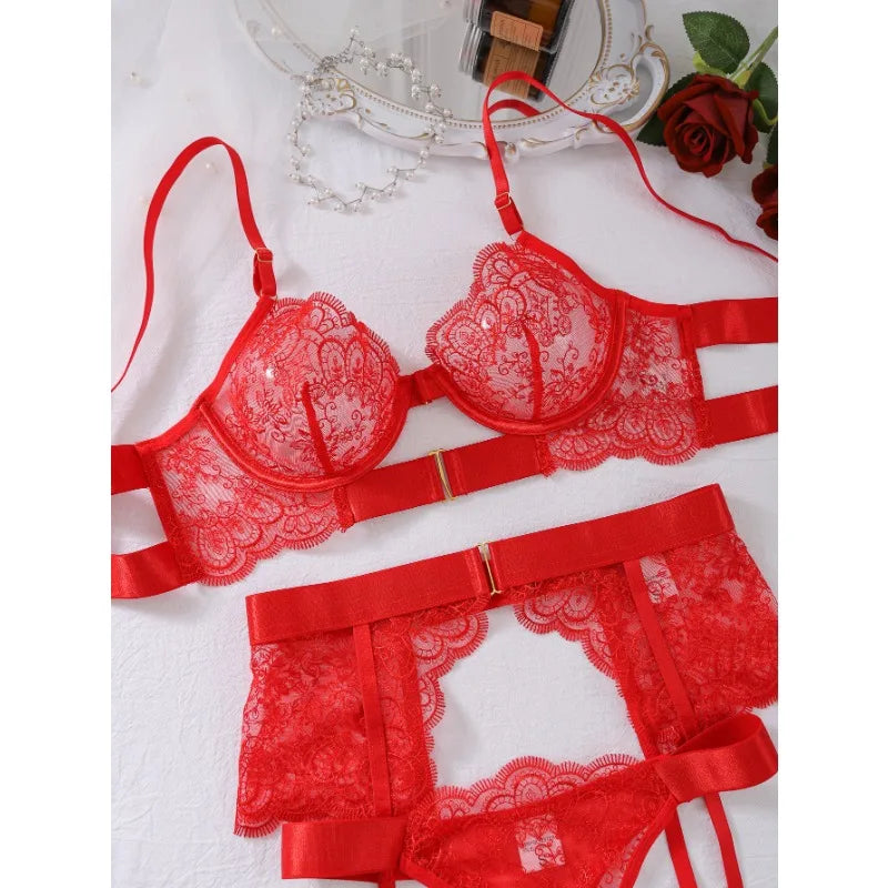 Two-piece Women's Set G-string Transparent Underwear Lolita Romantic Lingeries Set Sexy Bra and Panties Sets Lingerie for Woman