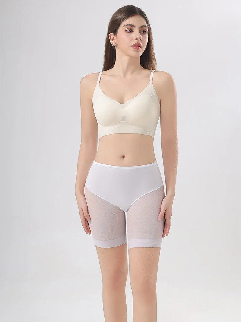 Women's Seamless Shorts Safety Pants High Waist Large Size Mesh Thin Boxer Panties Anti Friction Under Skirt Shorts Underwear