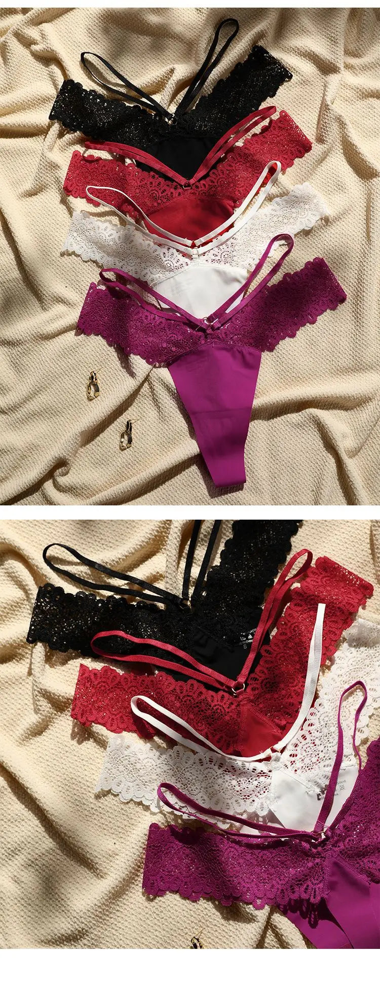 Lace Girls G String Thin Sexy Panties Seamless Women Briefs Ice Silk Thong Hollow Out Low Waist Underwear Female Lingerie