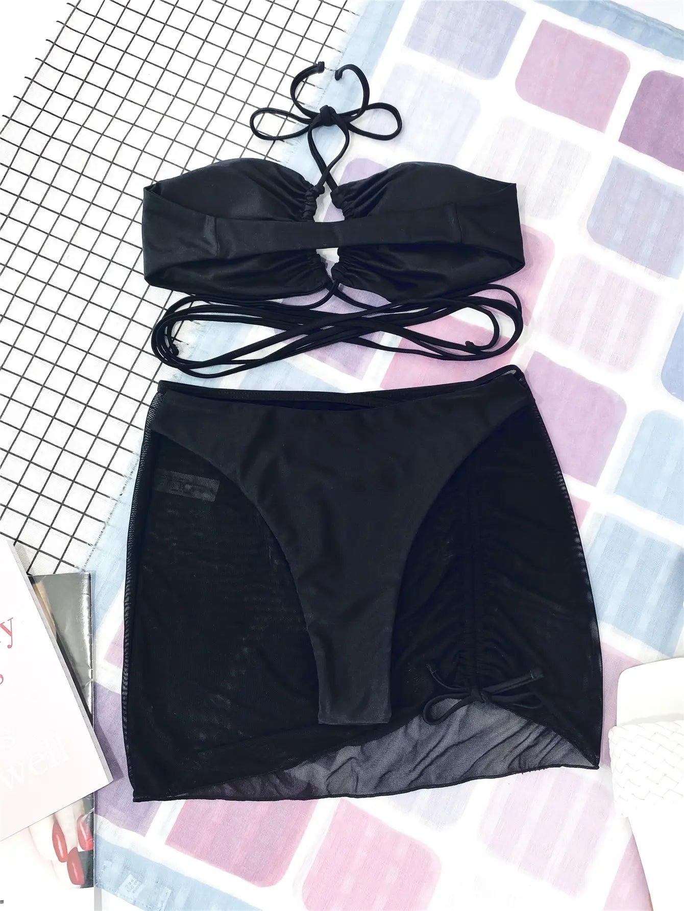 3 Pieces Criss Cross Halter Bikini 2026 Women & Beach Skirt Swimwear Female Sexy Swimsuit Beachwear Bathing Swimming Suit