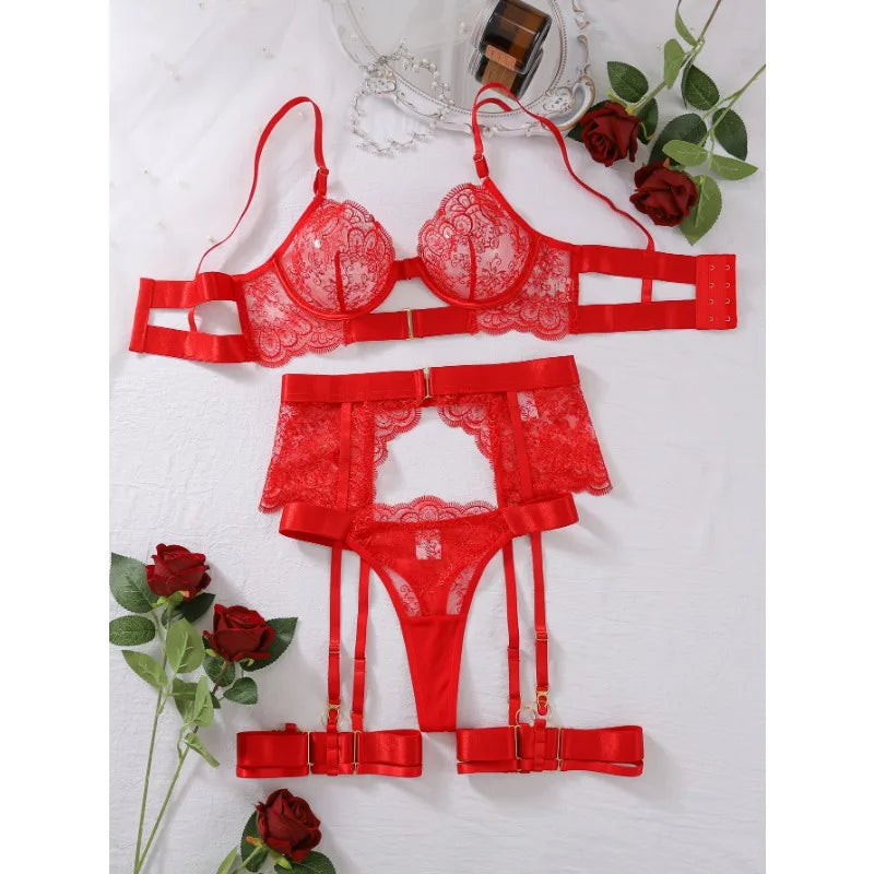 Two-piece Women's Set G-string Transparent Underwear Lolita Romantic Lingeries Set Sexy Bra and Panties Sets Lingerie for Woman