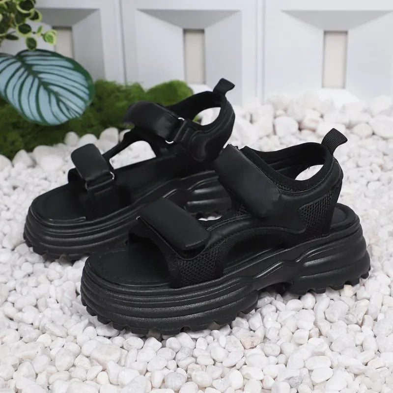 2026 Summer Women Sandals Casual Shoes Thick-Soled Hook-loop Sandalias Open Toe Beach Shoes for Women New Zapatos Mujer J687