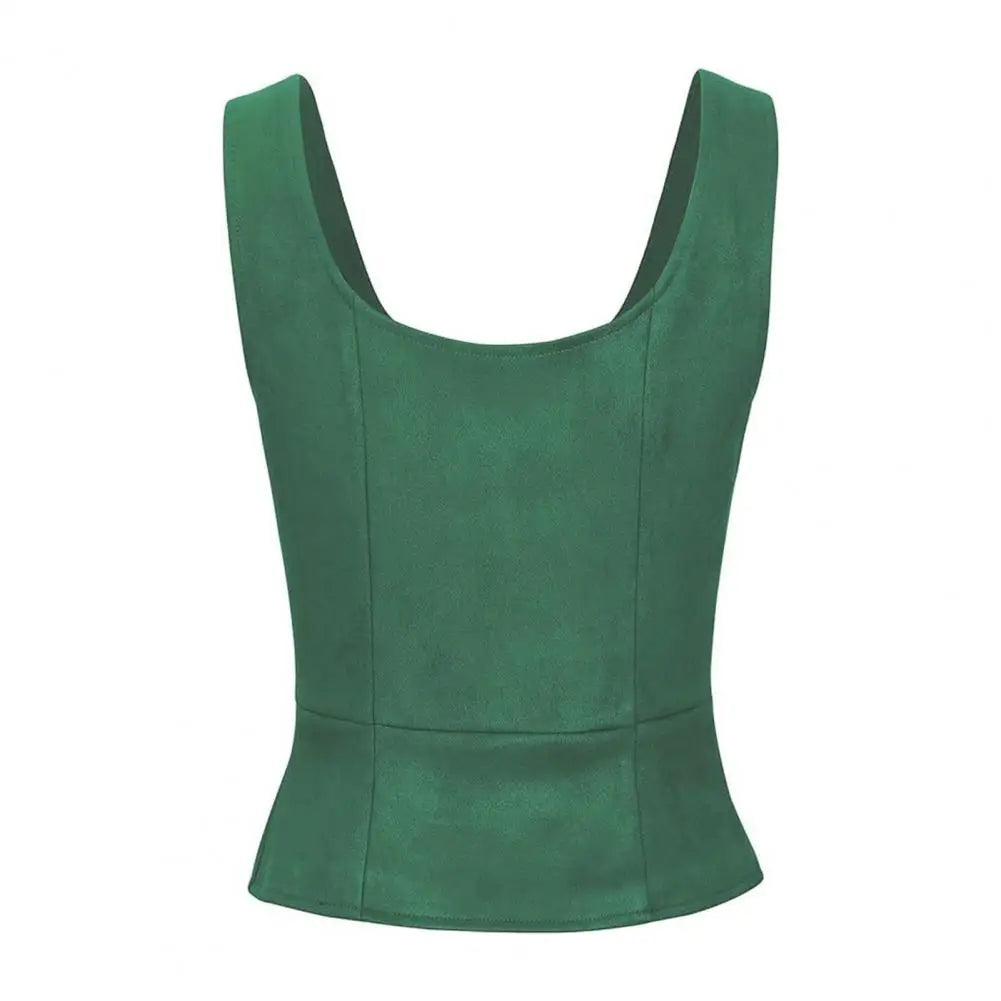 Women Vest Lace-up Strap Renaissance Vinatge Square Neck Sleeveless Medieval Slim Fit Halloween Cosplay Performance Top
