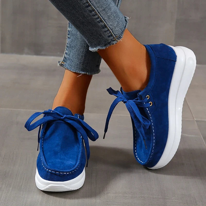 Yellow Lace Up Thick Bottom Sneakers Women Lightweight Wedges Platform Sport Shoes Woman Plus Size 43 Anti Slip Walking Shoes
