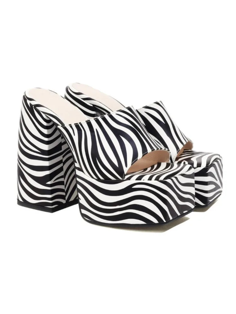 2026 Thick High Heels Sandals for Women's Fashion Open Toe Platform Slippers Women Slip-on Shoes Plus Size