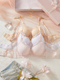 3-Pack Women's Underwear Set Lace Floral Fabric Push-Up Bra for Women Underwire Unpadded Sexy Lingerie Set