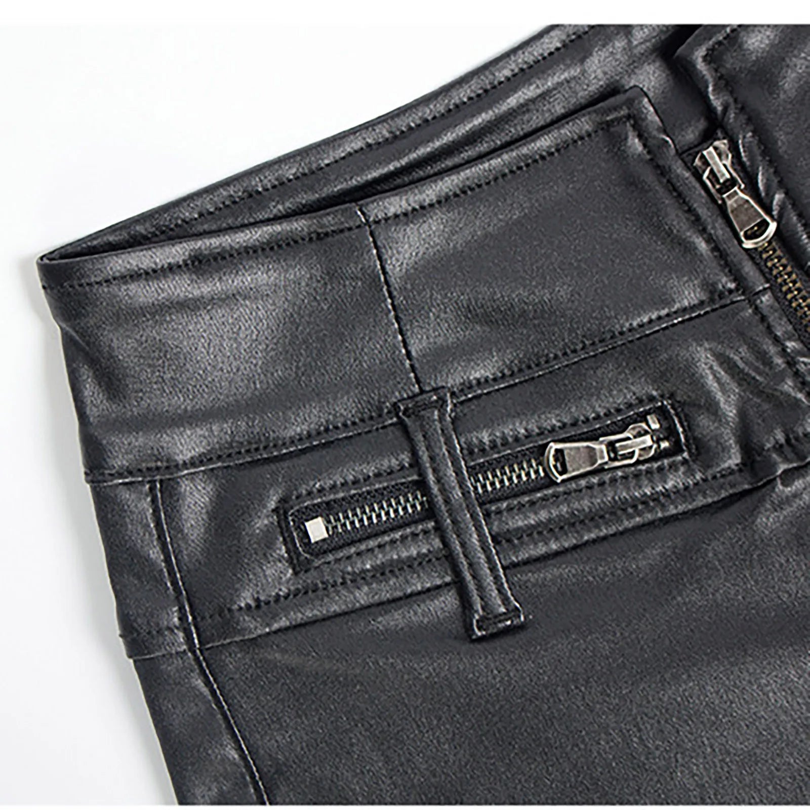 Women's Zipper Pu Leather Shorts High Waist Stretch Slim Lift Hip Motorcycle Shorts Summer Sexy Bodycon Black Leather Shorts