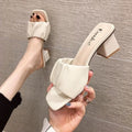 Fashion Strange Style Women Slippers Square Open Toe Slippers Slip on Slides Summers Beach Shoes Woman Heels Zapatillas Mujer