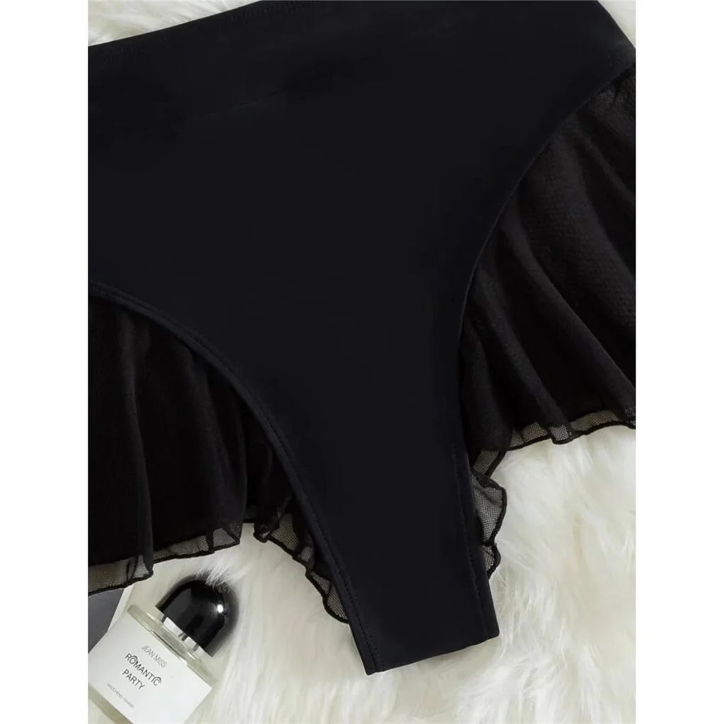New Sexy Ruffled Mini MIcro Thong Bikini Bottom Swim Brief Women Swimwear Female Bather Brazilian Tanga Panties Underwear V4267