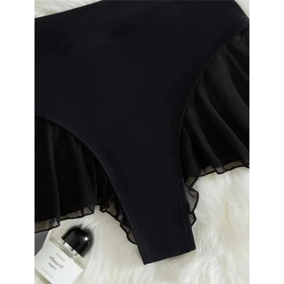 New Sexy Ruffled Mini MIcro Thong Bikini Bottom Swim Brief Women Swimwear Female Bather Brazilian Tanga Panties Underwear V4267