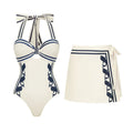 Sexy One Piece Swimsuit With Cover Up Hollow Swimwear Women Off Shoulder Swim Suits Patchwork Bathsuit Belt Bodysuit Beachwear