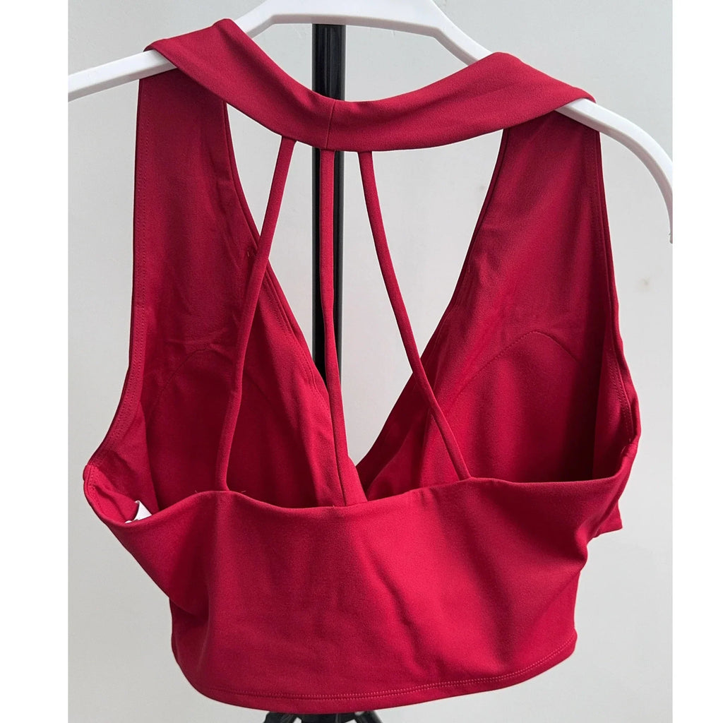 Women's Cross Back Sports Bra Shock Resistant Gathered Sexy Gym Running Bra Summer Yoga Vest Outdoor Comfortable Fitness Wear