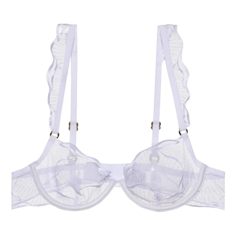 Summer French Minimizer Bra Beachwear Large Bust Pure Embroidery Lace Ultra Thin Plate Size Light Support Wirefree AU MOYISU