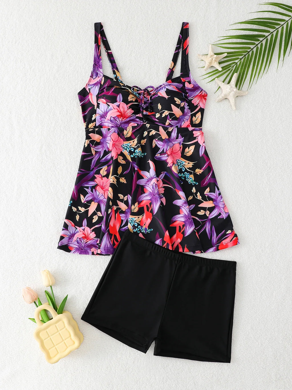 Printed Tankini Set 2026 Padded Floral Swimsuit Women Strappy Swimwear Female Beach Dress Bathers Bathing Swimming Swim Suit XL