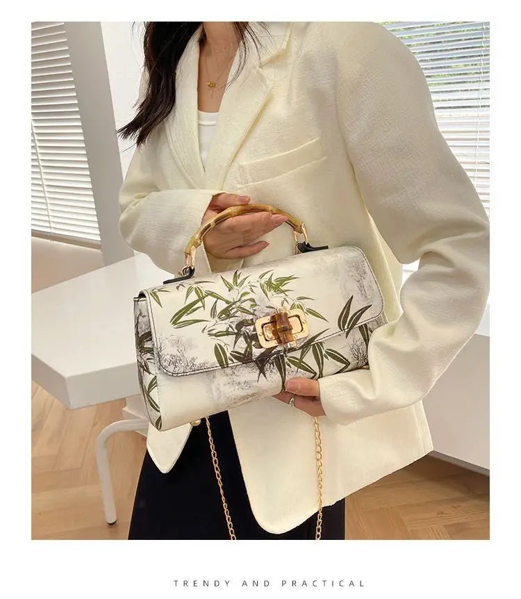 Vintage Bamboo Top Handle Bag Classic Mother Chic Lady Bags Women Shoulder Crossbody Bag Chain Bags Women's Handbags Purses