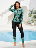 2026 Long Sleeve Zipper Surfing Swimsuit Print Pants Swimwear Women Two Pieces Diving Clothes Beachwear Bathing Swimming Suit