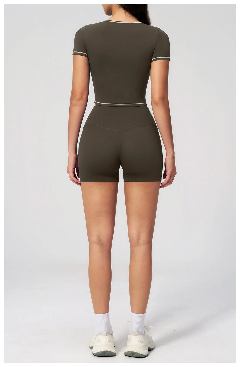 Speed Drying Tight Yoga Sets Women Color Contrast Short Sleeve Slim Sports Top High Waist Leggings Running Fitness Athletic Wear