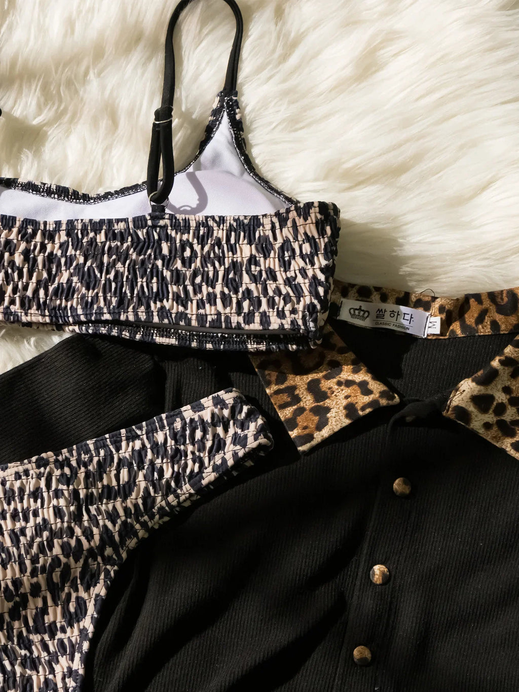 DEKA Leopard Bikinis Set Woman Wrinkled Bandeau Two Pieces Thong Swimsuits Beachwear Bathing Suit Print Swimwear Biquini