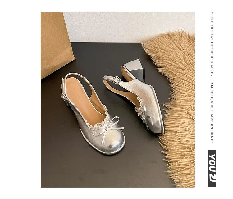 Thick Heel Women Sandals Height Increase Cover Toes Slingbacks Muels Shoes Elegant Stripper Party Dress Female Sandalias