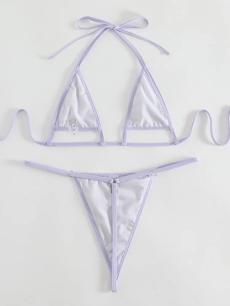 Shiny PU Bikini 2025 Extreme Mini Micro Thong Bikinis Female Swimsuit Women Swimwear Two-pieces Bikini Set Bathing Suit Swim