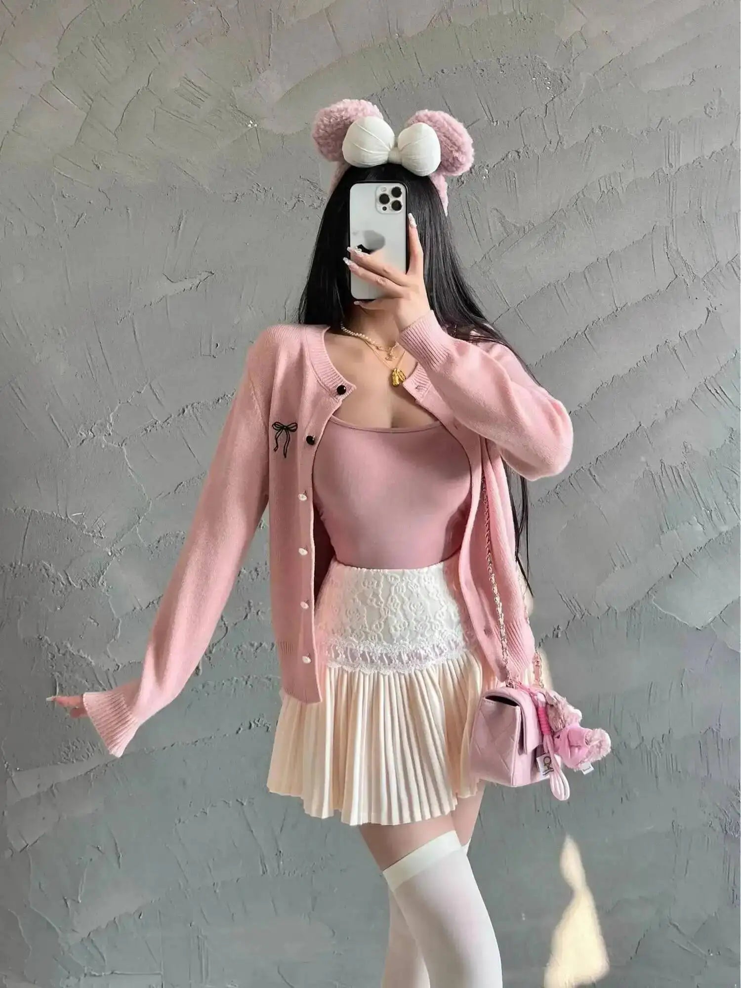 Design Sense Pure Love Girl Pink Cake Skirt Exquisite Sweet Lace Splicing Pleated Skirt Short Skirt Sweet Korean Women 2QEB