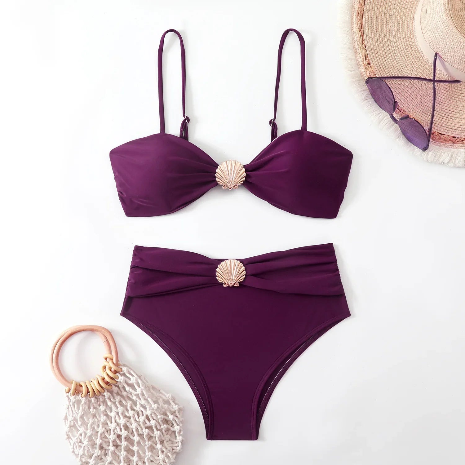 High Waist Bikini Women's Swimsuit Two-piece Bathing Suits Bandeau Woman Swimwear Trend Bikinis Sets Brazilian Beach Wear
