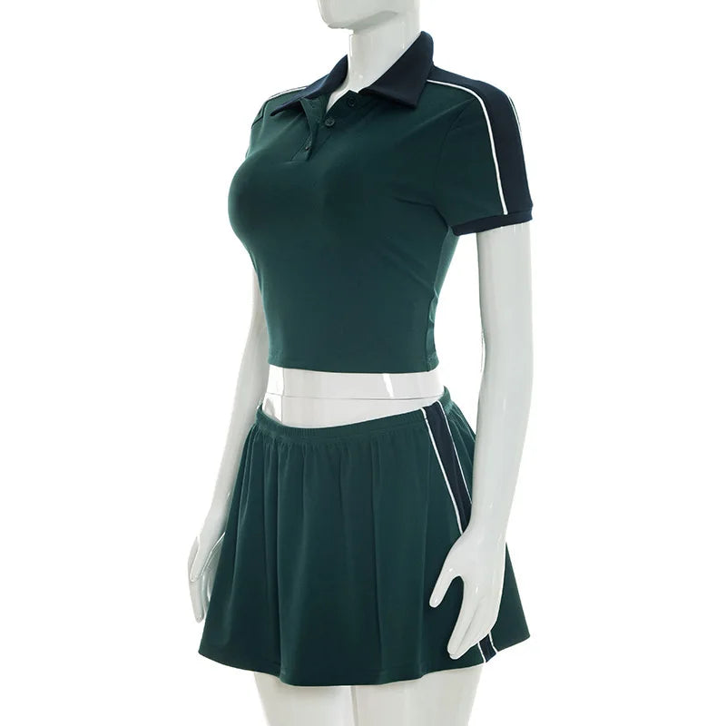 Women's suit sports casual short-sleeved polo shirt and skirt two-piece suit