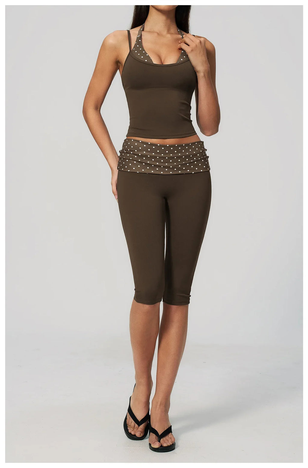 New Fake Two-piece Yoga Sets Women Striped Shock-absorbing Slim Sports Tank Top Fitness Suit Gym High Waist Mid Pants Tracksuit