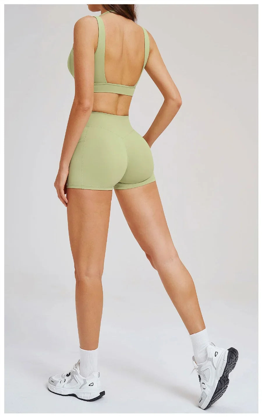 Women' Sports High Waist Shorts Set Fitness Cycling Elastic Sports Pants Yoga Bra Set Gym Sportswear Workout Set Athletic
