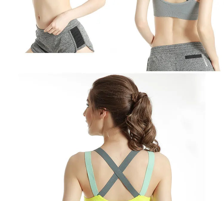 Sports Bra Women Patchwork Cross Back Straps Jogging Gym Crop Top Female Tops Fitness Yoga Shockproof Vest Sport Bras for Women