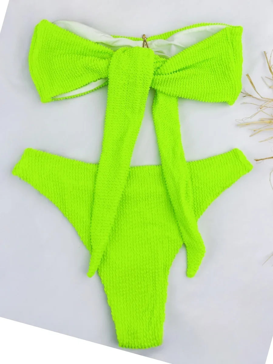 2026 Bandeau Bikinis Starfish Swimsuit Women Sexy Padded Swimwear Female Solid Beachwear Bathers Bathing Swimming Swim Suit