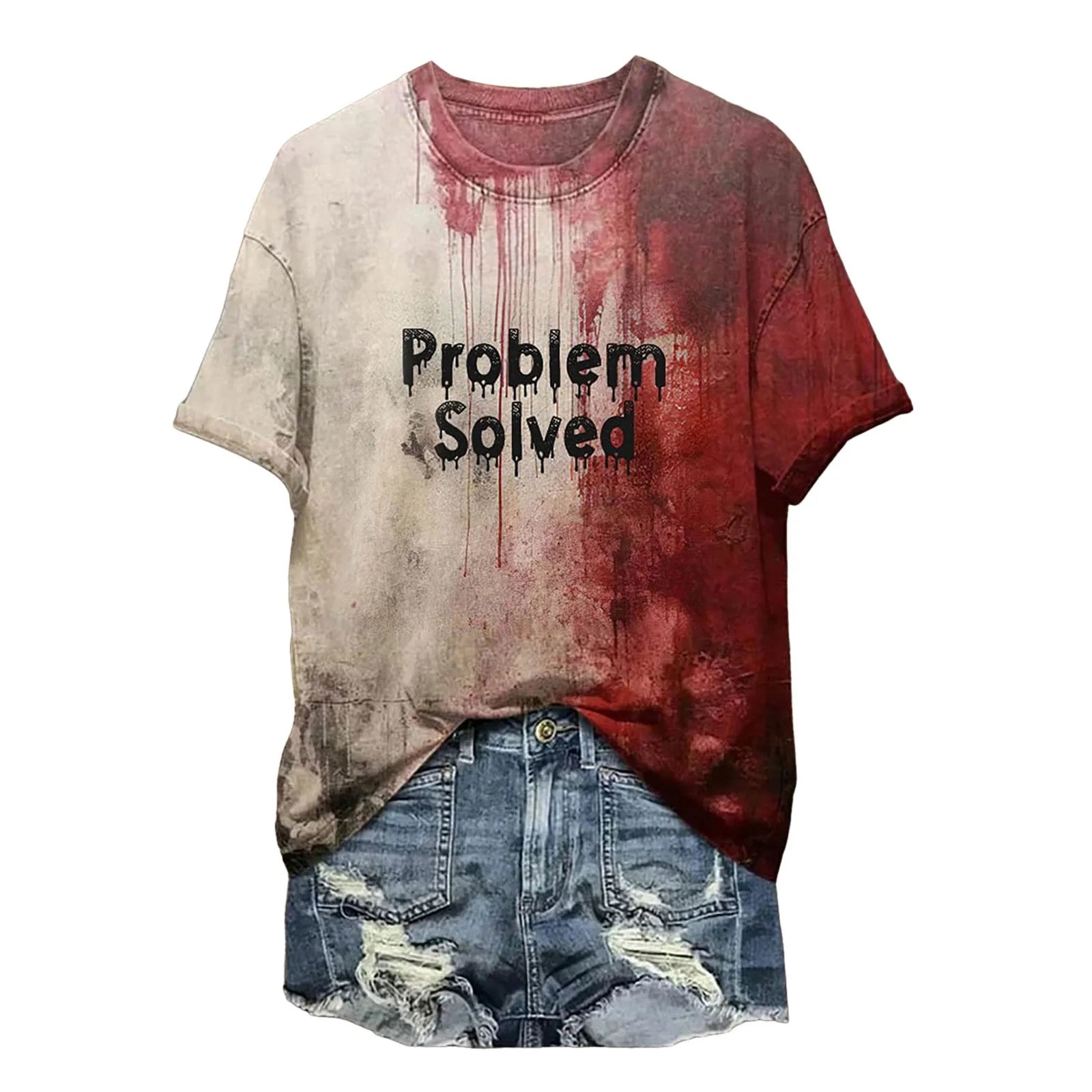 Halloween Bloody Shirt For Women Funny O Neck Short Sleeve Halloween Blood Clothes Gift Blood Short Sleeve Sports Shirts