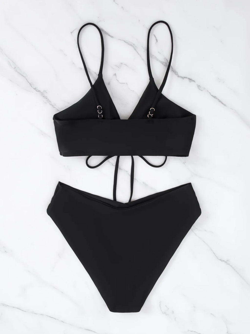 New Women's Swimsuit High Waist Two Piece Bikini Set Hollow Out V-neck Bandage Cross Backless Beach Swimwear Summer Bathing Suit
